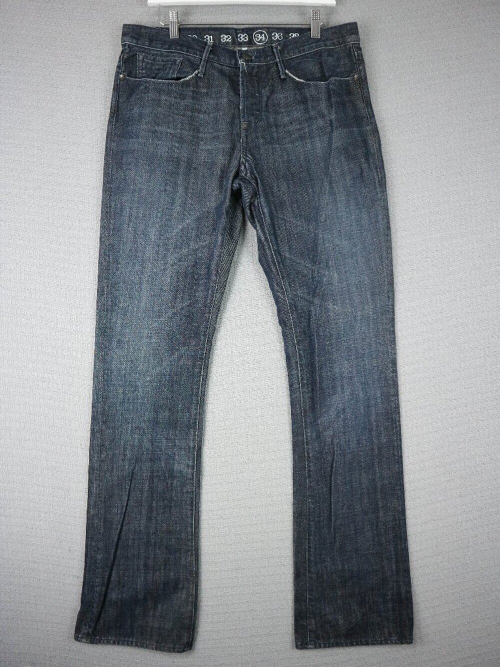 Earnest Sewn Ace.06b Made in USA Straight Boot Cut Dark Wash Denim Jeans 34x34